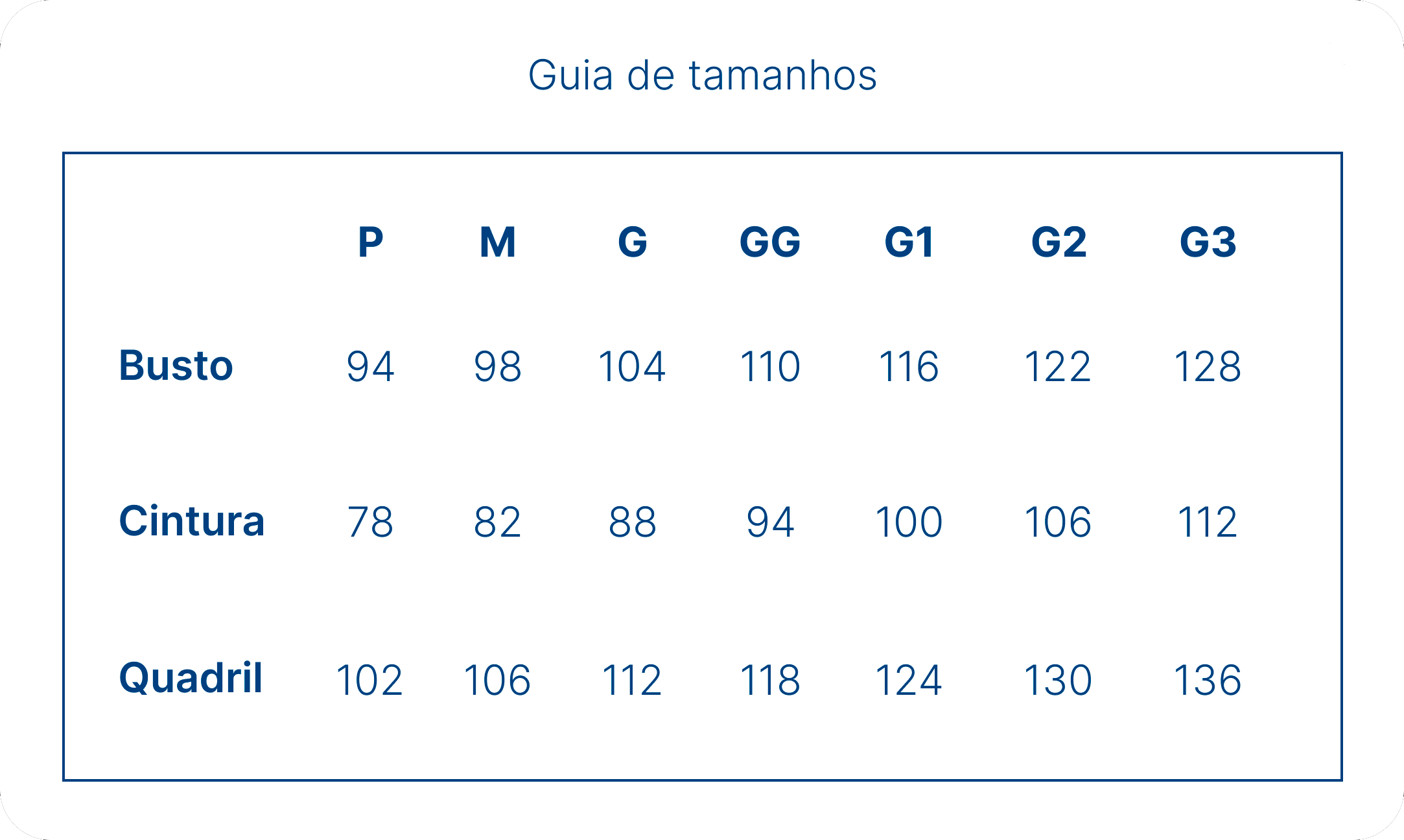 Guia de Tamanhos